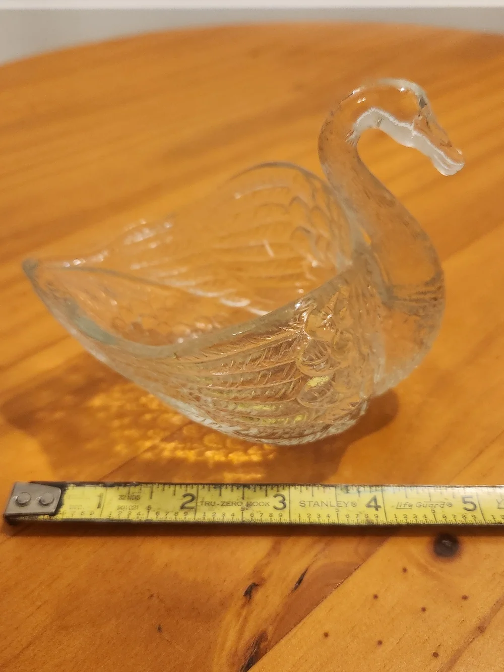 Vintage Imperial Clear Glass Swan Candle Holder/QTip Holder/Match Holder